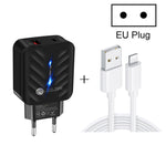 PD03 20W PD3.0 + QC3.0 USB 충전기 USB to 8핀 데이터 케이블 포함, EU 플러그, EU 플러그 + USB to 8핀 케이블