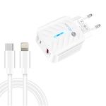 PD03 20W PD3.0 + QC3.0 USB 충전기 타입-C to 8핀 데이터 케이블 포함, EU 플러그, EU 플러그 + 타입-C to 8핀 케이블