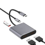 4-in-1 타입-C to 듀얼 HDMI + USB + 타입-C 허브 어댑터