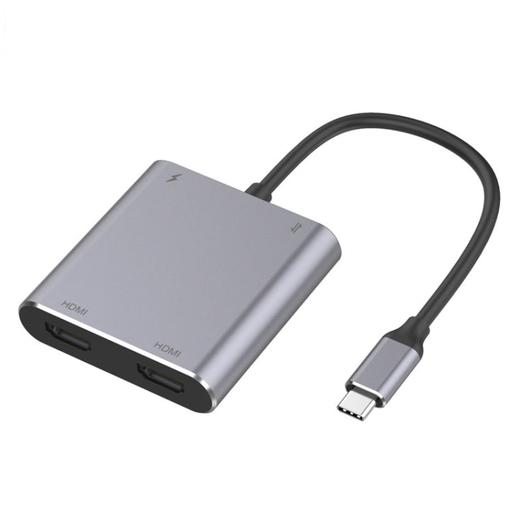 4-in-1 타입-C to 듀얼 HDMI + USB + 타입-C 허브 어댑터