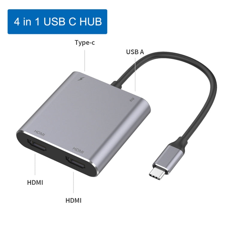 4-in-1 타입-C to 듀얼 HDMI + USB + 타입-C 허브 어댑터