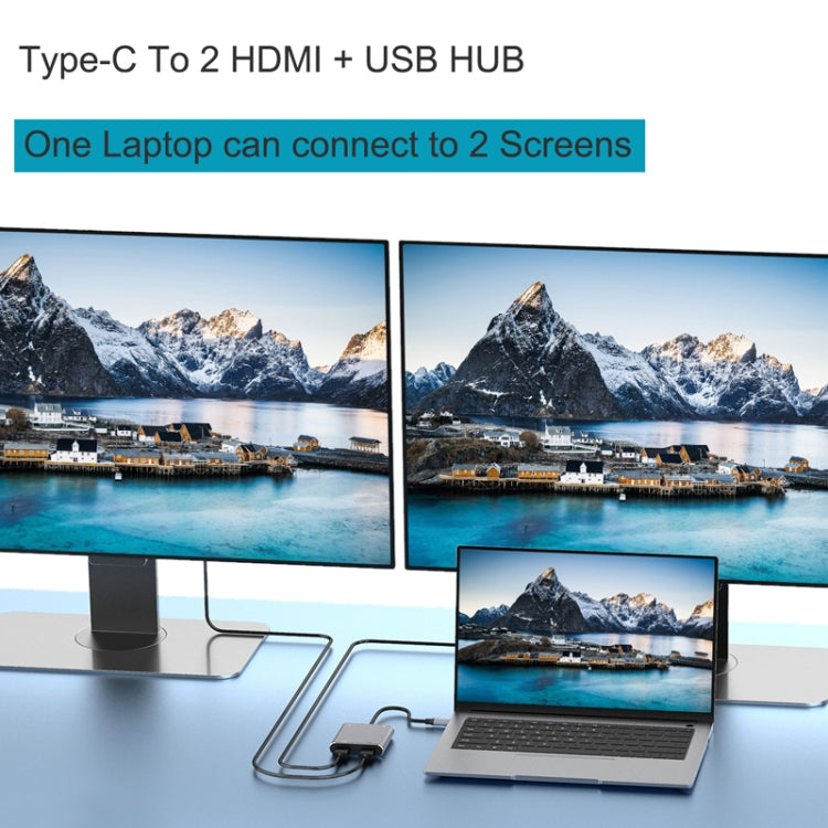 4-in-1 타입-C to 듀얼 HDMI + USB + 타입-C 허브 어댑터