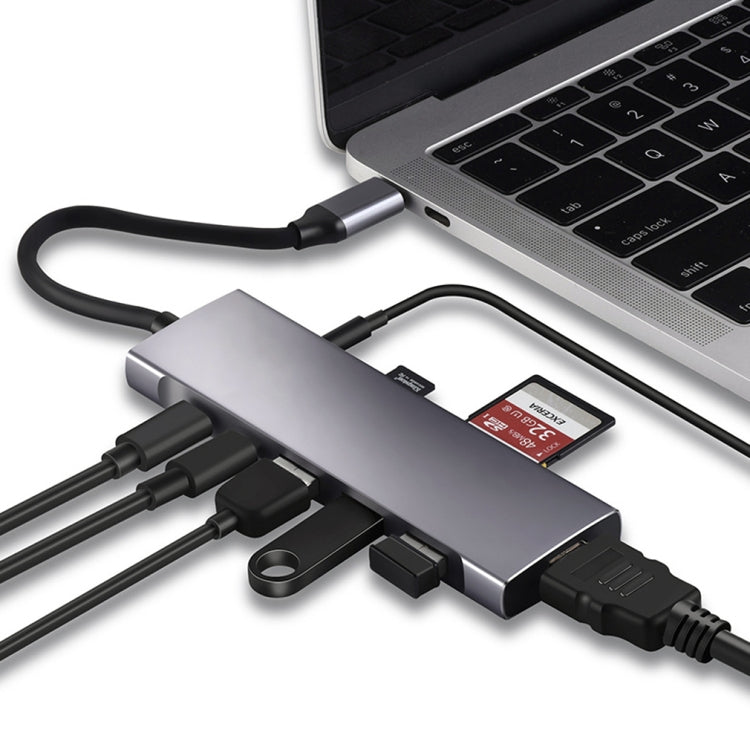 9-in-1 USB 타입-C to HDMI+USB3.0x3+타입-C+PD+SD/TF+오디오 허브 어댑터, HDMI+USB3.0x3+타입-C+PD+SD/TF+오디오 to 타입-C