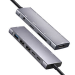 9-in-1 USB 타입-C to HDMI+USB3.0x3+타입-C+PD+SD/TF+오디오 허브 어댑터, HDMI+USB3.0x3+타입-C+PD+SD/TF+오디오 to 타입-C