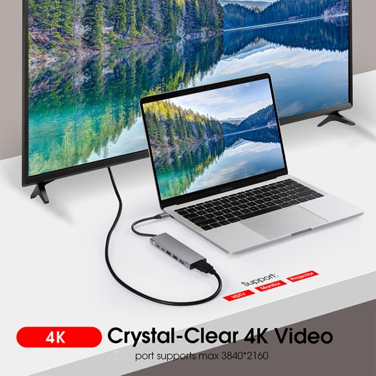 9-in-1 USB 타입-C to HDMI+USB3.0x3+타입-C+PD+SD/TF+오디오 허브 어댑터, HDMI+USB3.0x3+타입-C+PD+SD/TF+오디오 to 타입-C