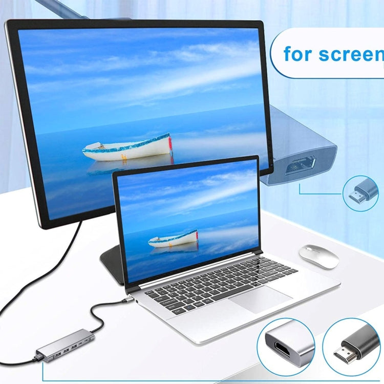 9-in-1 USB 타입-C to HDMI+USB3.0x3+타입-C+PD+SD/TF+오디오 허브 어댑터, HDMI+USB3.0x3+타입-C+PD+SD/TF+오디오 to 타입-C