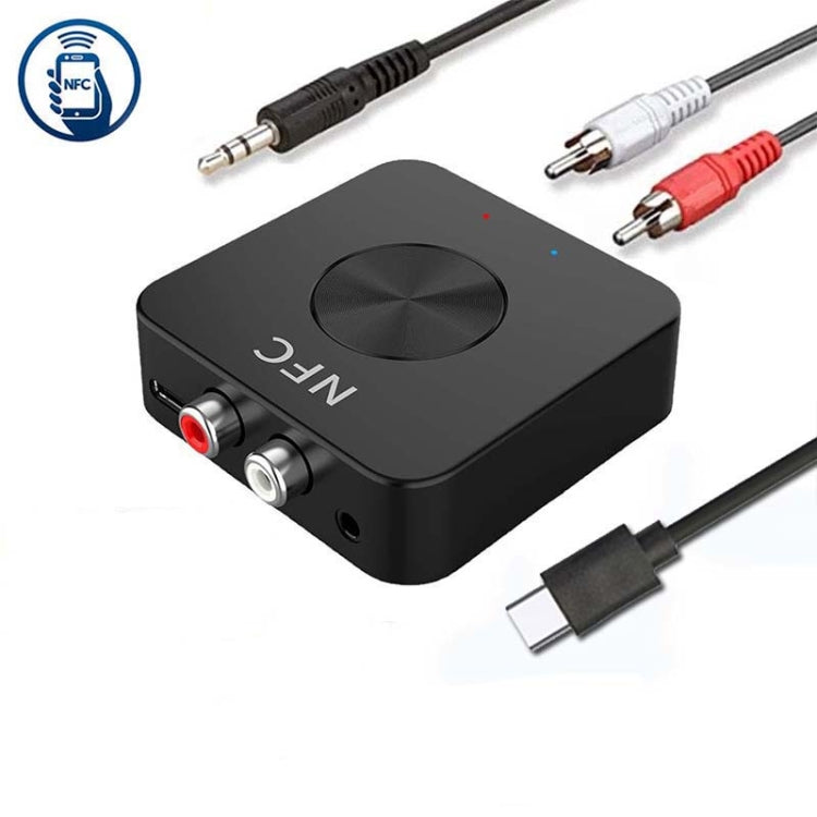 BT-21 NFC 블루투스 5.0 리시버 & 트랜스미터 RCA 3.5mm AUX 오디오 어댑터, BT-21