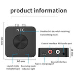 BT-21 NFC 블루투스 5.0 리시버 & 트랜스미터 RCA 3.5mm AUX 오디오 어댑터, BT-21