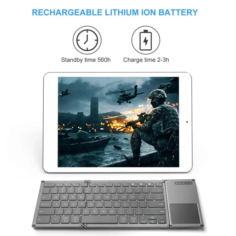 B066S Multi-function Ultra-thin Mini Wireless Three Fold Bluetooth Keyboard, B066S