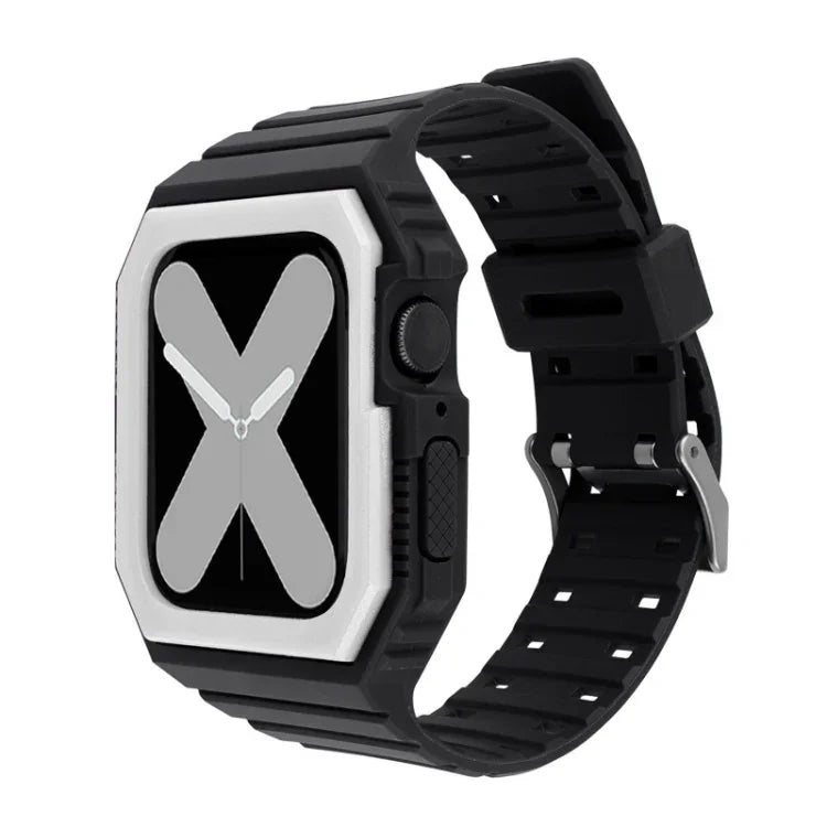 Silicone Strap with Case For Apple Watch Series, 7 41mm / 6&SE&5&4 40mm / 3&2&1 38mm, 7 45mm / 6&SE&5&4 44mm / 3&2&1 42mm