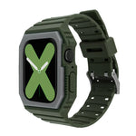 Silicone Strap with Case For Apple Watch Series, 7 41mm / 6&SE&5&4 40mm / 3&2&1 38mm, 7 45mm / 6&SE&5&4 44mm / 3&2&1 42mm