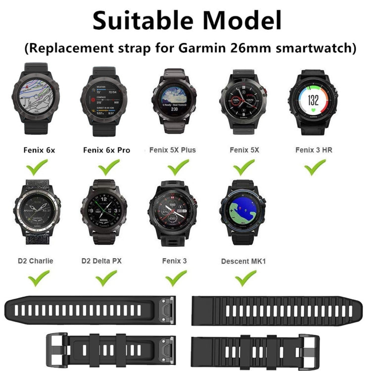26mm Silicone Sports Strap, For Garmin Fenix 5x Puls, For Garmin Fenix 3, For Garmin Fenix 3 HR