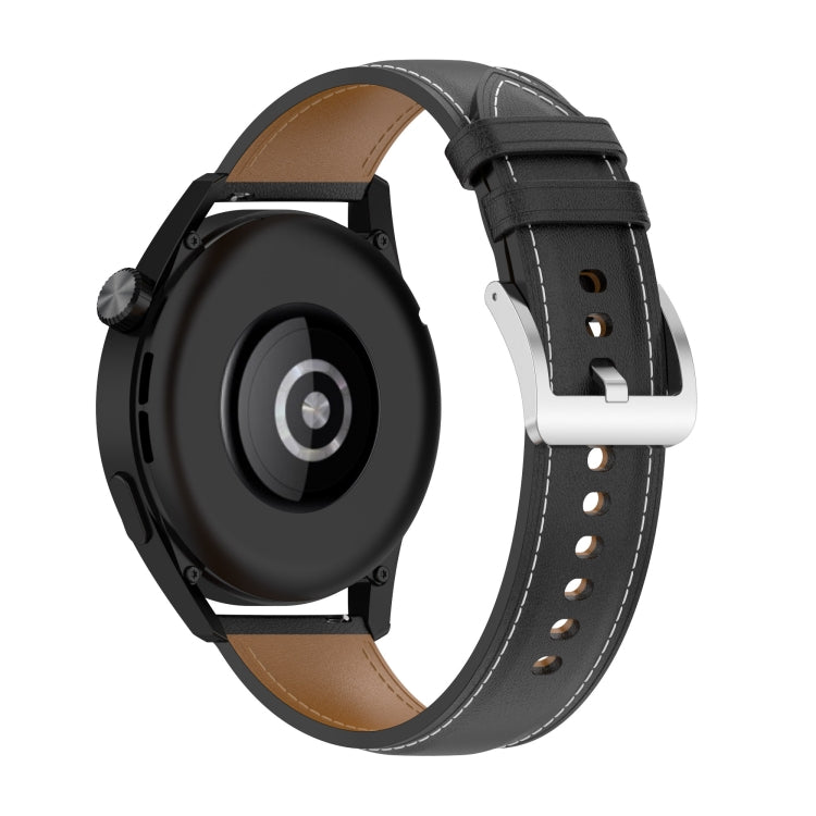 Calf Texture Sewing Thread Watchband, For Huawei Watch GT Runner, For Huawei Watch GT 3 46mm, For Huawei Watch 3 / Watch 3 Pro, For Huawei Watch GT 2 Pro / Watch GT 2e / Watch GT 42mm / 46mm, For Huawei Watch GT 2 Pro, For Huawei Watch GT2 46mm