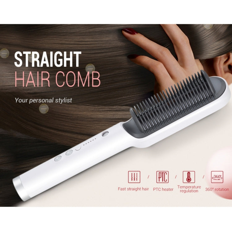 K-SKIN KD380 헤어 스트레이트너 전기 스트레이트 헤어 컬러 빗 브러시 PTC 가열 세라믹 스트레이트 헤어 브러시, UK 플러그, 블랙, UK 플러그, 화이트, EU 플러그, 블랙, EU 플러그, 화이트