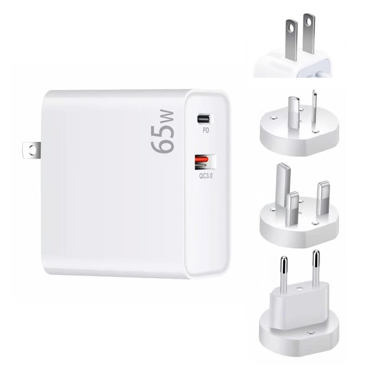 PD-65W USB-C / Type-C + QC3.0 USB 노트북 충전 어댑터, AU 플러그 / US 플러그 / EU 플러그 / UK 플러그, AU 플러그 / US 플러그 / EU 플러그 / UK 플러그