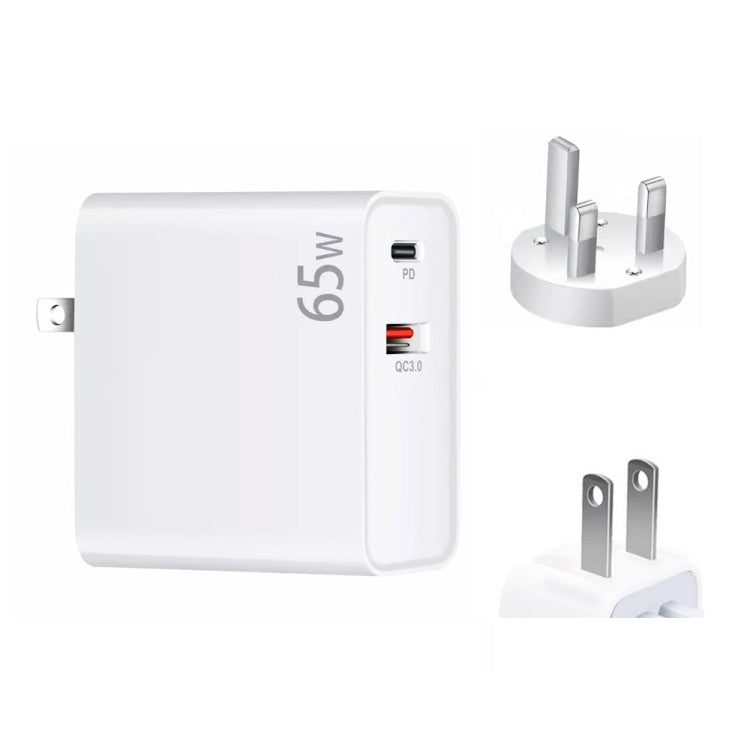PD-65W USB-C / Type-C + QC3.0 USB 노트북 충전 어댑터, UK 플러그 / US 플러그, UK 플러그 / US 플러그