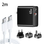 PD-65W USB-C / Type-C + QC3.0 USB 노트북 충전 어댑터 + 2m USB-C / Type-C to USB-C / Type-C 데이터 케이블 세트, EU 플러그 / AU 플러그 / US 플러그 / UK 플러그, USB-C / Type-C 케이블, EU 플러그 / AU 플러그 / US 플러그 / UK 플러그