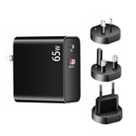 PD-65W USB-C / Type-C + QC3.0 USB 노트북 충전 어댑터 + 2m USB-C / Type-C to USB-C / Type-C 데이터 케이블 세트, EU 플러그 / AU 플러그 / US 플러그 / UK 플러그, USB-C / Type-C 케이블, EU 플러그 / AU 플러그 / US 플러그 / UK 플러그