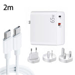 PD-65W USB-C / Type-C + QC3.0 USB 노트북 충전 어댑터 + 2m USB-C / Type-C to USB-C / Type-C 데이터 케이블 세트, EU 플러그 / AU 플러그 / US 플러그 / UK 플러그, USB-C / Type-C 케이블, EU 플러그 / AU 플러그 / US 플러그 / UK 플러그