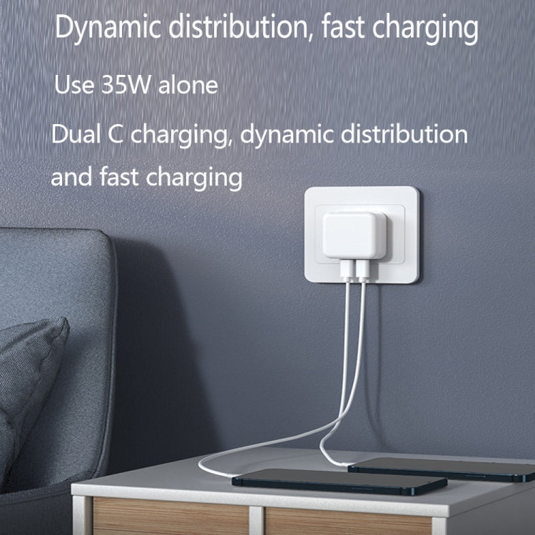 PD 35W 듀얼 USB-C / 타입-C 포트 충전기 iPhone / iPad 시리즈용, EU 플러그, EU 플러그