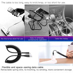 1.5m 스프링 텔레스코픽 휴대폰 고속 충전 데이터 케이블, USB to 8핀, USB to Type-C, USB to Micro USB