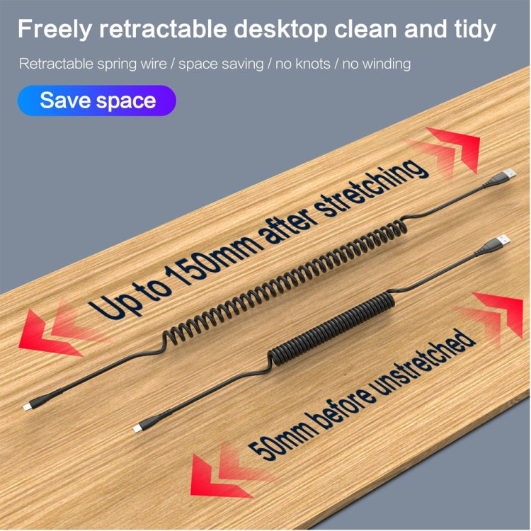 1.5m 스프링 텔레스코픽 휴대폰 고속 충전 데이터 케이블, USB to 8핀, USB to Type-C, USB to Micro USB