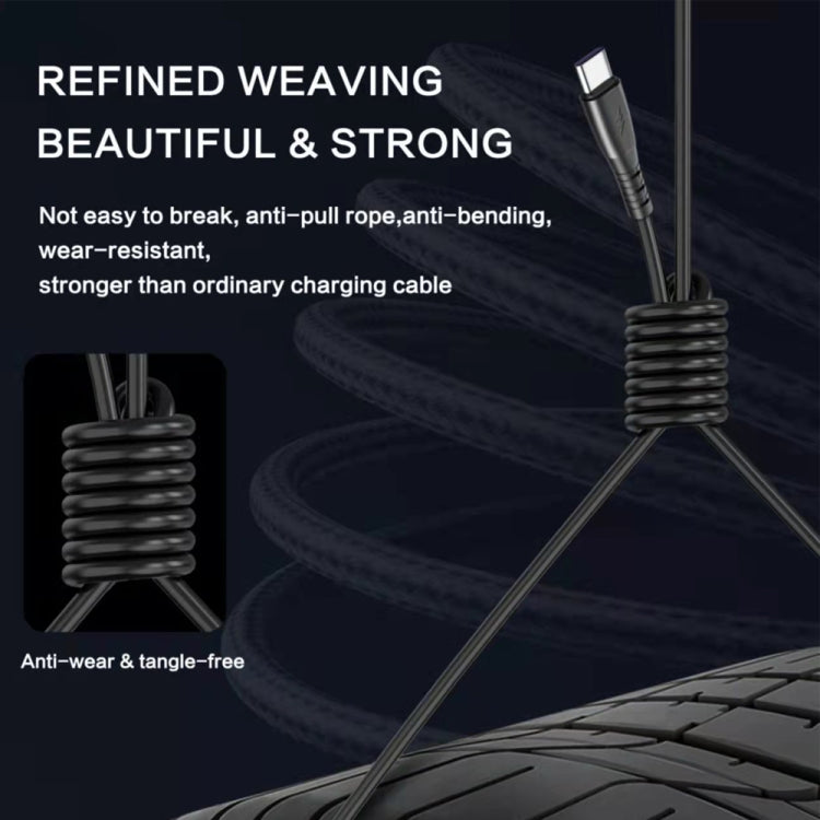 1.5m 스프링 텔레스코픽 휴대폰 고속 충전 데이터 케이블, USB to 8핀, USB to Type-C, USB to Micro USB