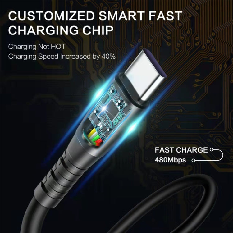 1.5m 스프링 텔레스코픽 휴대폰 고속 충전 데이터 케이블, USB to 8핀, USB to Type-C, USB to Micro USB
