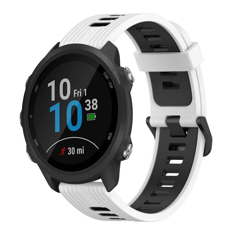 20mm Vertical Pattern Two-Color Silicone Watch Band, For Garmin Forerunner 245 Music, For Garmin Vivoactive 3 Music