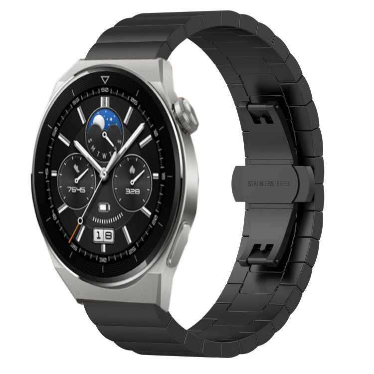 22mm One Bead Butterfly Buckle Metal Steel Watch Band, For Huawei Watch GT 3 Pro 46mm