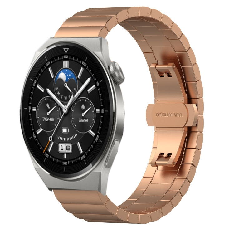 22mm One Bead Butterfly Buckle Metal Steel Watch Band, For Huawei Watch GT 3 Pro 46mm