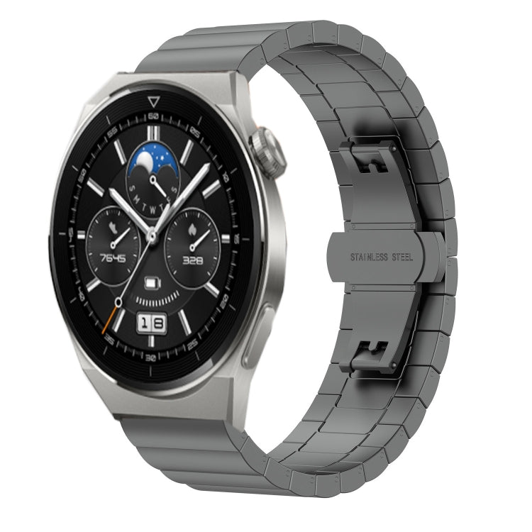 22mm One Bead Butterfly Buckle Metal Steel Watch Band, For Huawei Watch GT 3 Pro 46mm