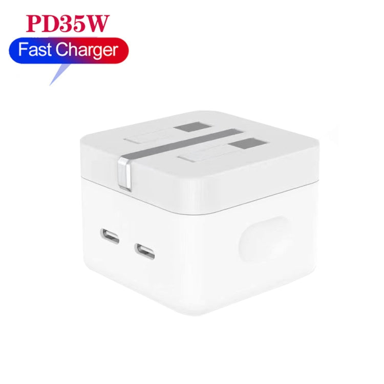 PD 35W 듀얼 USB-C / 타입-C 포트 충전기 iPhone / iPad 시리즈용, UK 플러그, UK 플러그