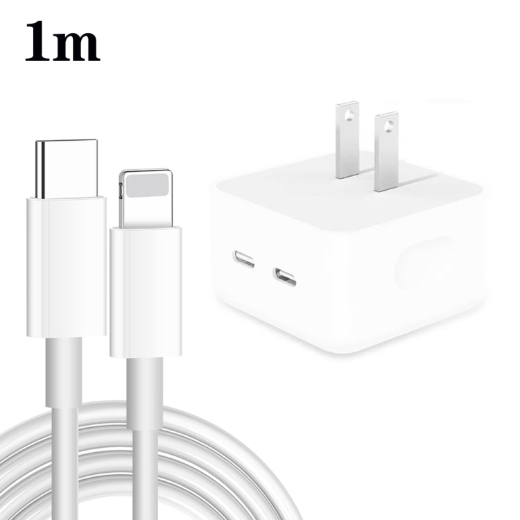 PD 35W 듀얼 USB-C / 타입-C 포트 충전기 타입-C to 8핀 데이터 케이블 포함, US 플러그, US 플러그 + 1m 8핀 케이블, US 플러그 + 1.5m 8핀 케이블, US 플러그 + 2m 8핀 케이블