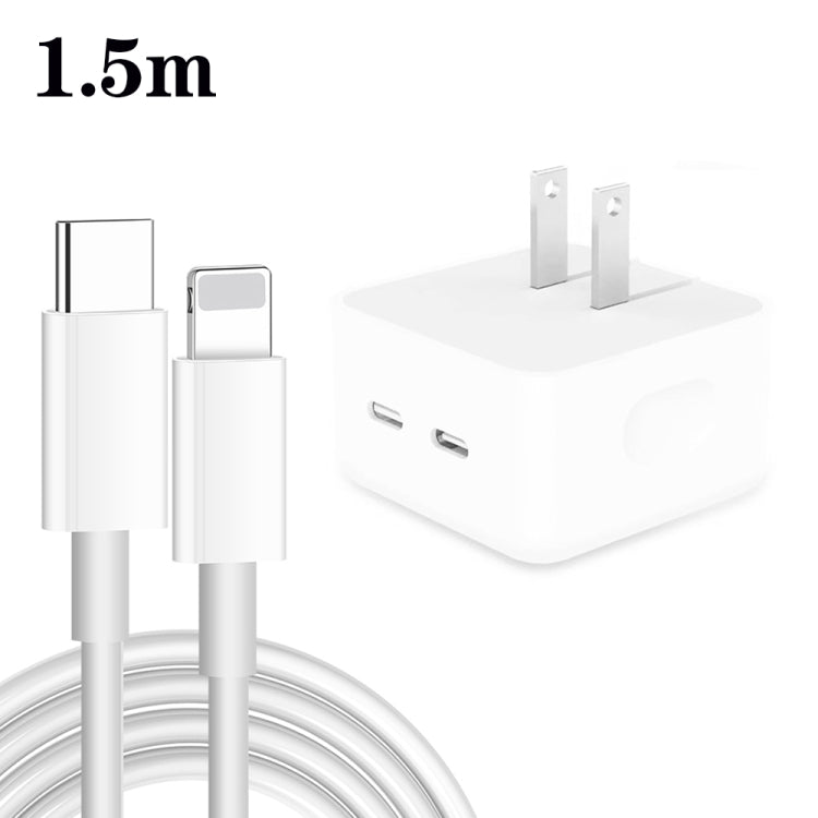 PD 35W 듀얼 USB-C / 타입-C 포트 충전기 타입-C to 8핀 데이터 케이블 포함, US 플러그, US 플러그 + 1m 8핀 케이블, US 플러그 + 1.5m 8핀 케이블, US 플러그 + 2m 8핀 케이블