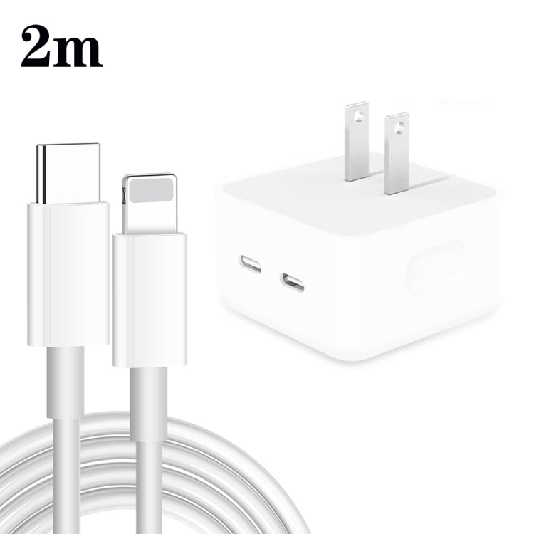 PD 35W 듀얼 USB-C / 타입-C 포트 충전기 타입-C to 8핀 데이터 케이블 포함, US 플러그, US 플러그 + 1m 8핀 케이블, US 플러그 + 1.5m 8핀 케이블, US 플러그 + 2m 8핀 케이블