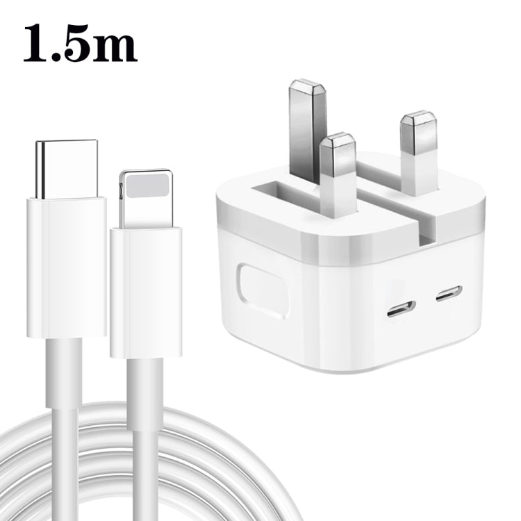 PD 35W 듀얼 USB-C / 타입-C 포트 충전기 타입-C to 8핀 데이터 케이블 포함, UK 플러그, UK 플러그 + 1m 8핀 케이블, UK 플러그 + 1.5m 8핀 케이블, UK 플러그 + 2m 8핀 케이블