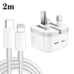PD 35W 듀얼 USB-C / 타입-C 포트 충전기 타입-C to 8핀 데이터 케이블 포함, UK 플러그, UK 플러그 + 1m 8핀 케이블, UK 플러그 + 1.5m 8핀 케이블, UK 플러그 + 2m 8핀 케이블