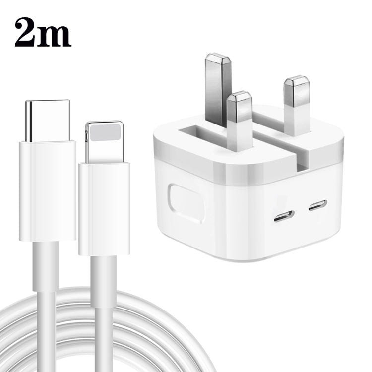 PD 35W 듀얼 USB-C / 타입-C 포트 충전기 타입-C to 8핀 데이터 케이블 포함, UK 플러그, UK 플러그 + 1m 8핀 케이블, UK 플러그 + 1.5m 8핀 케이블, UK 플러그 + 2m 8핀 케이블
