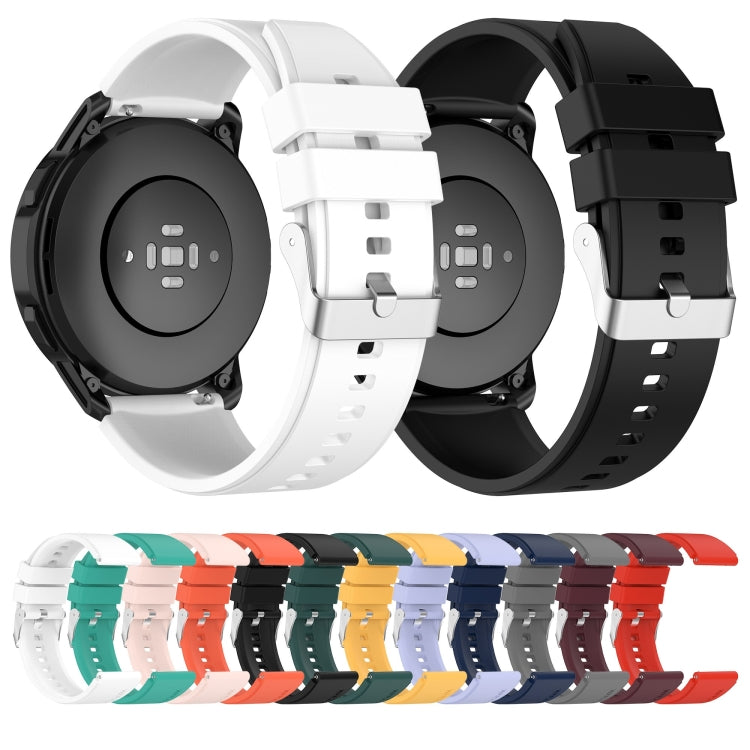 Protruding Head Silicone Strap Silver Buckle, For Samsung Galaxy Watch Active2 40mm/44mm 20mm, For Samsung Galaxy Watch Active 40mm 20mm, For Samsung Galaxy Watch 42mm 20mm, For Samsung Galaxy Gear Sport/S2 Classic 20mm