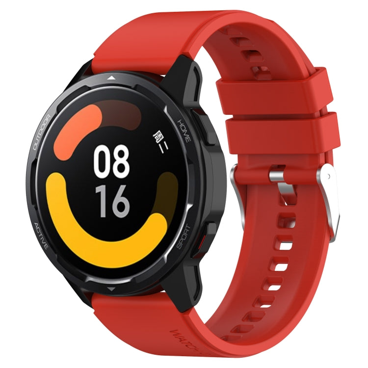 Protruding Head Silicone Strap Silver Buckle, For Samsung Galaxy Watch Active2 40mm/44mm 20mm, For Samsung Galaxy Watch Active 40mm 20mm, For Samsung Galaxy Watch 42mm 20mm, For Samsung Galaxy Gear Sport/S2 Classic 20mm