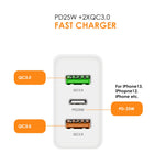 45W PD3.0 + 2 x QC3.0 USB 다중 포트 고속 충전기, 영국 플러그, 영국 플러그