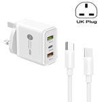 45W PD3.0 + 2 x QC3.0 USB 멀티 포트 충전기 및 Type-C to Type-C 케이블, UK 플러그, UK 플러그 + Type-C to Type-C 케이블