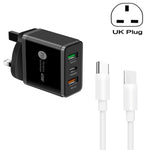 45W PD3.0 + 2 x QC3.0 USB 멀티 포트 충전기 및 Type-C to Type-C 케이블, UK 플러그, UK 플러그 + Type-C to Type-C 케이블