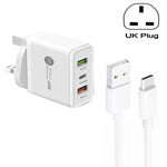 45W PD25W + 2 x QC3.0 USB 멀티 포트 충전기 및 USB to Type-C 케이블, UK 플러그, UK 플러그 + USB to Type-C 케이블