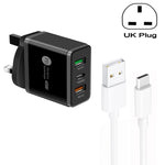 45W PD25W + 2 x QC3.0 USB 멀티 포트 충전기 및 USB to Type-C 케이블, UK 플러그, UK 플러그 + USB to Type-C 케이블