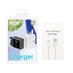 45W PD25W + 2 x QC3.0 USB 멀티 포트 충전기 및 USB to Type-C 케이블, UK 플러그, UK 플러그 + USB to Type-C 케이블