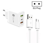 45W PD25W + 2 x QC3.0 USB Multi Port Charger with USB to Micro USB Cable, EU Plug, EU Plug + USB to Micro USB Cable