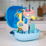 MoFun 2029A 2-in-1 아기 딸랑이 & 치발기 6개 세트 고래 보관 상자 포함, 2029A