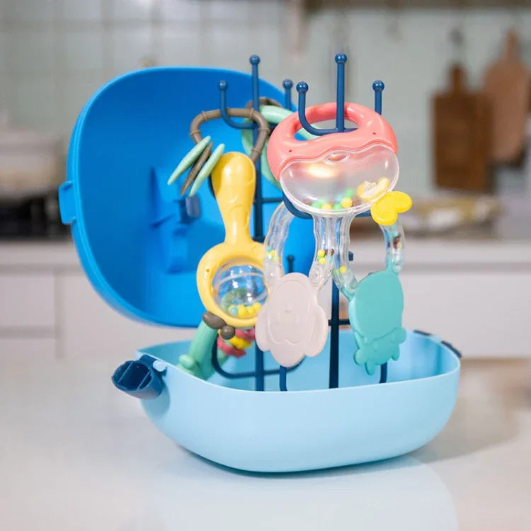 MoFun 2029A 2-in-1 아기 딸랑이 & 치발기 6개 세트 고래 보관 상자 포함, 2029A